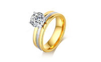 Stainless Steel CZ Diamond Gold Plated Rings For Women (7,8,9)