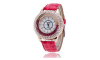 New Fashion Trendy Crystal Rhinestone Leather Strap Watch - sparklingselections
