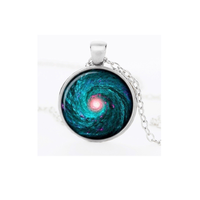 New Top Quality Galaxy Glass Fractal Mandala Dome Pendant Necklace Fashion Women's Galaxy Necklace Jewelry