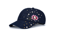 New Summer Women Rivets Embroidery Denim Hat - sparklingselections