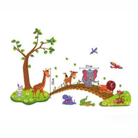 Kids Jungle Animals Bridge PVC Stickers Room Decoration Wall Decals - sparklingselections