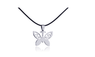 Butterfly Stainless Steel Pendant Leather Chain Necklace