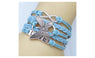 Fashion Leather Vivid Butterflies Friendship Charm Wristband Bracelet