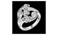 Curved High Quality Leaf Silver Plated Ring for Women 7