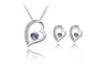 Fashion Purple Crystal Stone Heart Silver Plated Wedding Jewelry Set