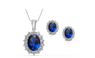 Crystal Stone Silver Blue Beautiful Necklace & Earrings Jewelry Sets