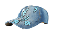 New Hand Painted Leaves Denim Cowboy Hats - sparklingselections