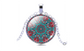 Vintage Silver Plated Mandala Glass Cabochon Yoga Pendant Necklace