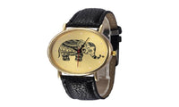 Elephant Patterns Leather Band Analog Quartz Wrist Watch - sparklingselections