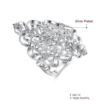 Silver Plated Big Flower Shape Never Fade Ring (7,8)