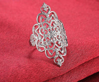 Silver Plated Big Flower Shape Never Fade Ring (7,8)