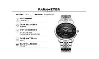 Men Quartz Analog Clock Leather Steel Strap Watch - sparklingselections