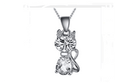 Silver Cat Austria Crystal AAA Cubic Zirconia Long Chain Pendant Necklace (Clear) - sparklingselections