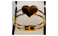 Bangle Golden Cuff Heart Bracelet