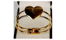Elegant Bangle Golden Cuff Heart Bracelet Bling Hand Chain for Women