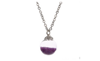 Small Glass Bottle Purple Bead Silver Plated Chain Necklace for Women