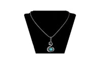 Vintage style silver chain blue austrian crystal turquoise pendant statement necklace - sparklingselections