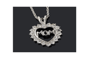 Trendy Love "Mom" Fully-Crystal Heart Pendant Necklace Mother's Day Gifts for mother Chain Necklaces - sparklingselections