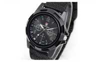 Black Army Men's Sport Style Canvas Belt Quartz Wrist Watch