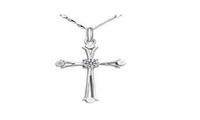 Zircon Silver Cross Pendant Necklace (Without Chain) - sparklingselections