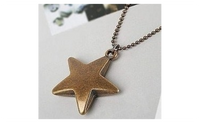 Vintage jewelry star long necklace Antique Bronze Plated