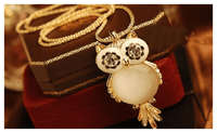 18K Gold Plated Long Chain Crystal Owl Necklace Gem Cubic Zircon Pendant Necklace - sparklingselections