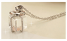 Fashion Long Chain Transparent Small Gift Box Pendant Necklace