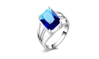 Silver Plated Blue Square Zircon Engagement Ring For Women - sparklingselections