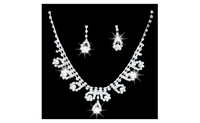 Romantic Rhinestone Wedding Party Pendant Earring Necklace Jewelry Set