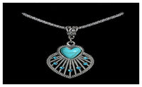 Tibetan Silver Seashell Alloy Crystal Turquoise Necklace