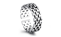 Silver Plated Watch Chain Opening Retro Brick Dance Tail Ring