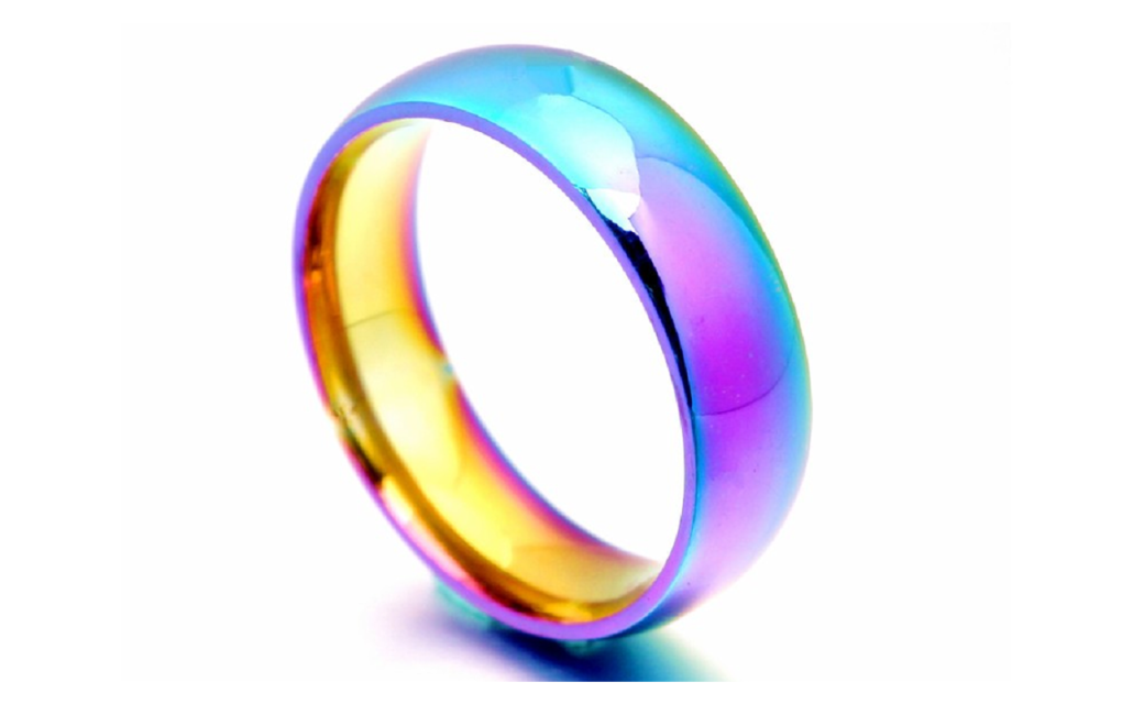 Rainbow Colorful Ring Titanium Steel Wedding Band – sparklingselections