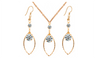 New Women's Popular Gold Rhinestone Earrings Necklace Jewelry Set