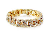 Bling Iced Out Curb Cuban Gold Color Stylish Bracelet
