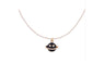 Wax Rope Gold Plated Black Enamel Saturn Pendant Chain Necklace