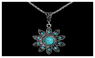 Flower Tuquoise Silver Plated Pendant Necklace Crystal Jewelry