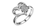 Silver Plated Love Heart Flower Wedding Ring For Women (Size-6,7,8)