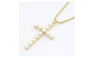 Pearl Cross Design Fashion Chain simulated Pendant Necklace