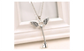 Angel Wings Key Friendship Long Chain Silver Pendant Necklace