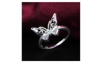 Classic Hollow Butterfly Engagement Rings With Austrian Crystals (6,7)
