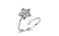 White Gold Plated CZ Cute Star Rings For Women (Adjustable)