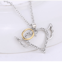 Angel Wings Love Heart Pendant Necklace for Women - sparklingselections