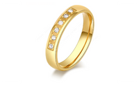 Gold Plated Six CZ Diamond Stainless Steel Rings For Women (7,8,9)