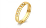 Gold Plated Six CZ Diamond Stainless Steel Rings For Women