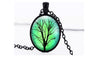 Glass Cabochon Tree Of Life Dome Pendant Necklace