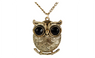 Gold Plated Big Eye Owl Long Chain Pendant Necklace For Women