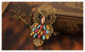 Retro Vintage Colorful Rhinestone Bronze Owl Pendant Necklace