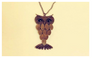 Vintage Lovely Hollow Black Gem Eyes Owl Statement Pendant Necklace