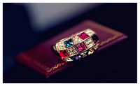 Blue Kiss Fashion Colorful Crystal Rings For Women