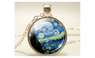 Vintage Glass Dome Starry Night Van Gogh Pendant Chain Necklace